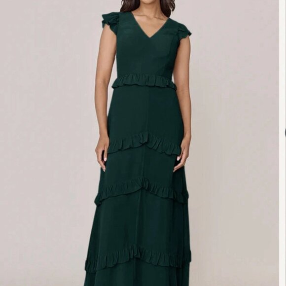 Revelry Emerald Green Amelia Chiffon Dress (Size 18) - Picture 1 of 5